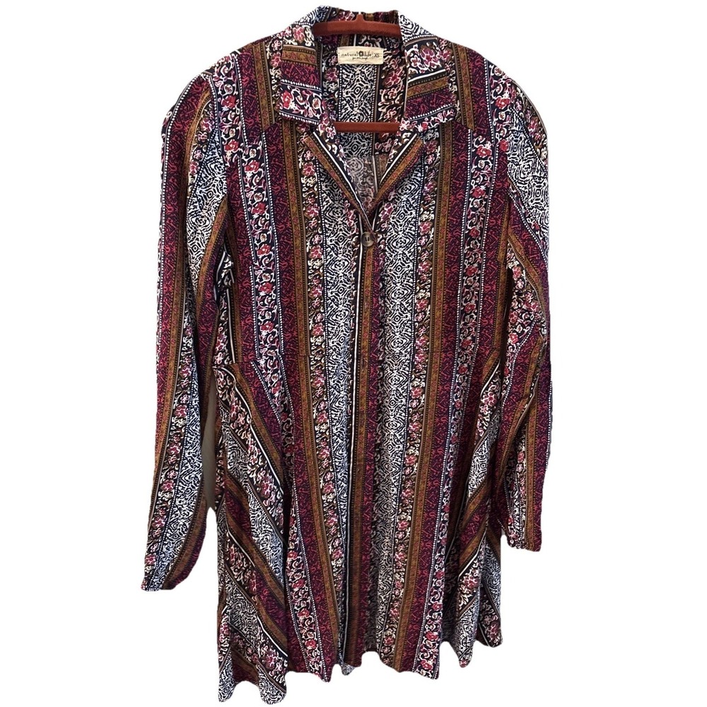 NWT Natural Life Ansley Woven Tunic Shirt‎ Dress | Size XS Boho Patterned Silky